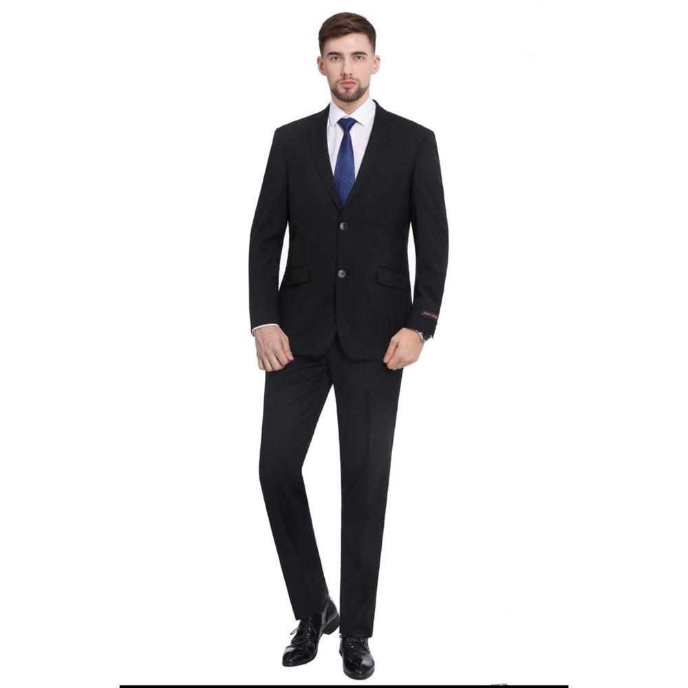 Pierre Loren Men’s Slim Fit Two Piece Suit Blk 46Regular 40W NWT